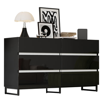 Dressoir – Buffet – Opbergkast – Ladekast – Commode – Zwart Met Gouden Accenten – 4 Deuren – Met Metalen Poten