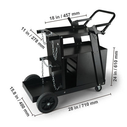 Laswagen – Lasgereedschapwagen – Laswagen met Laden – Lasgereedschapswagen – Lasapparaatwagen – 265 lbs Draagvermogen – 360° Zwenkwielen