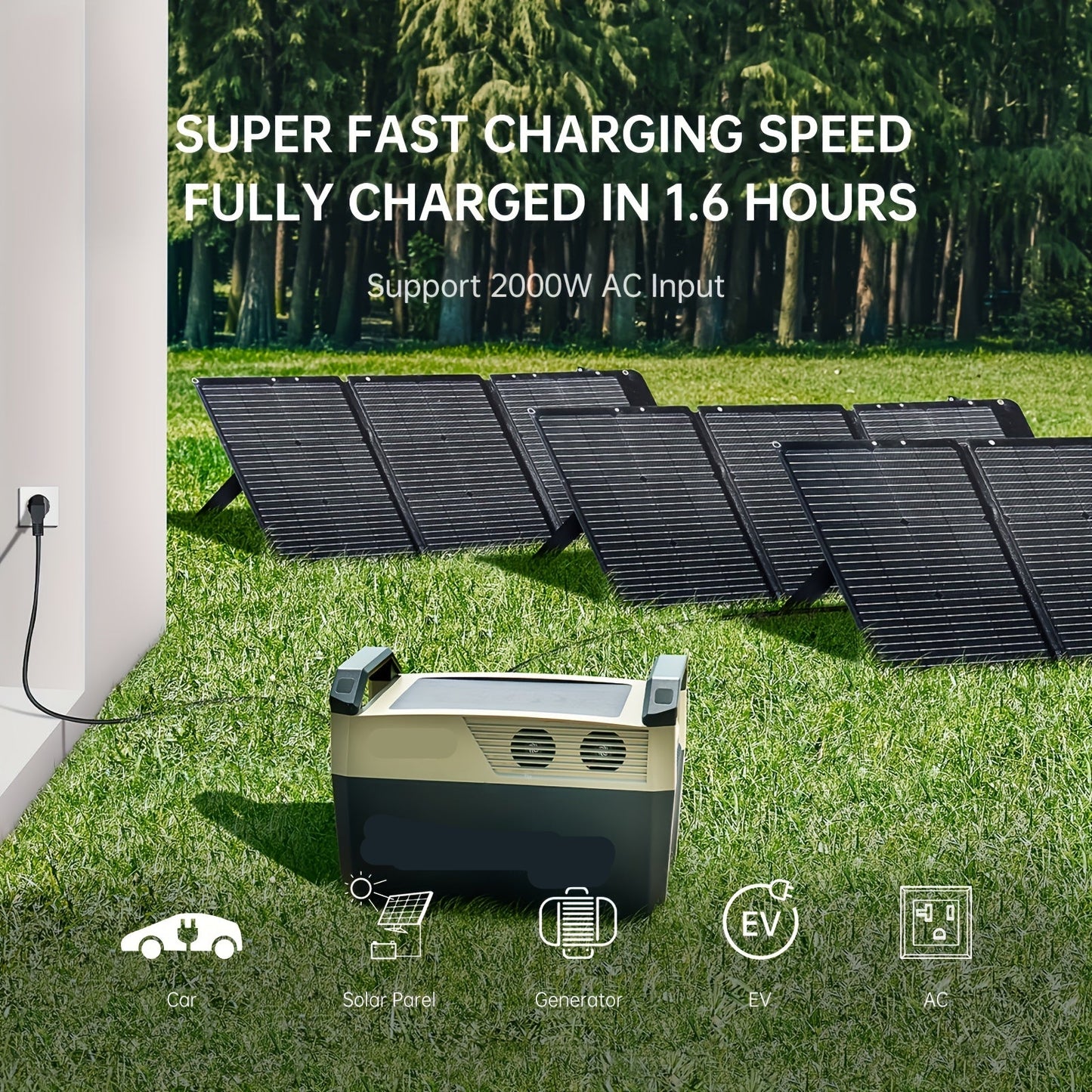 Draagbare Zonnepanelen Generator – Powerstation - Powerbank - Portable Solar Generator – Noodstroomvoorziening – Camping Stroomvoorziening – 3600 Wh Batterij – 3200 W Piekvermogen