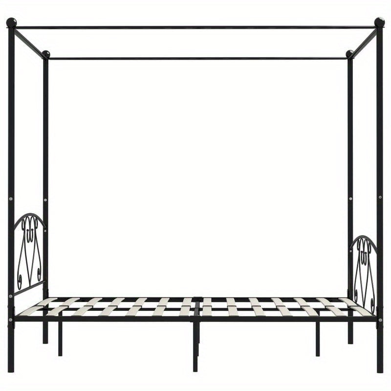 Ledikant – Babybed – Kinderbed – Meegroeibed – Peuterbed – Zwart Metaal – 160x200 cm – Stevig & Tijdloos Design