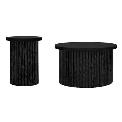 Salontafel – Koffietafel – Bijzettafel – Opbergtafel – Woonkamertafel – Rond Design – Zwart Hardhout MDF – Met Opbergruimte en Golvend Deksel – Eenvoudige Montage