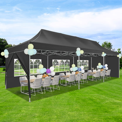 Pop-up Tent – Partytent – Marktentent – Buiten Tent – Vouwtent – Grijs – 3x6 Meter – 6 Zijwanden – UV50+ Bescherming – Wieltas & Zandzakken