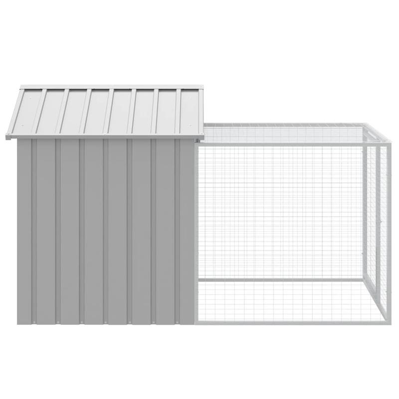 Kippenren – Kippenhok – Kippenkooi – Kipren – Kipnet – Lichtgrijs – Gegalvaniseerd Staal – Ruime Afmetingen 117x201x123 cm – Voorzien Van Handige Uitloop
