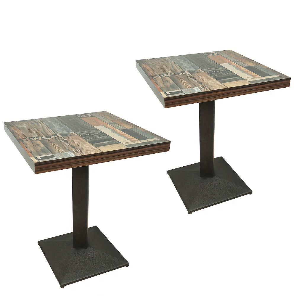 Heavy-Duty Tafel – Vierkante Eettafel – Bistrotafel – Restauranttafel – Cafétafel – 2 Stuks 60x60x75 cm – Industrieel Design – Houtlook Met Gemakkelijk Schoon Te Maken Oppervlak