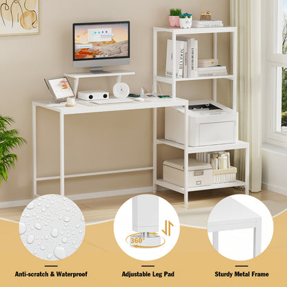 Bureau – Studietafel – Computertafel – Werkplek – Schrijftafel – Massief Houten Blad – Stevig Metalen Frame – Wit – Ruimtebesparend – Krasbestendig
