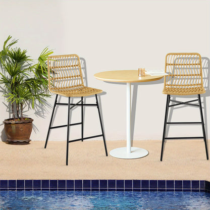 Barkrukken – Barstoelen – Keukenstoelen – Barkrukken – Zithoogte 68 cm – Set van 2 Rattan Barkrukken Met Metalen Poten