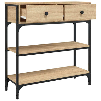Sidetable – Consoletafel – Wandtafel – Haltafel – Bijzettafel – Sonoma Eiken – MDF En Metaal – Compact Ontwerp Met Opbergruimte