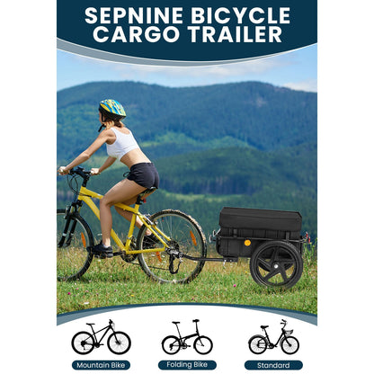 2-in-1 Bike Cargo Trailer, Bicycle Trailer, Hand Cart with Push Bar, Iron Frame with 40cm Air Tires, 40kg Load Capacity, Black, Outdoor Hauling, Cargo Transport, Compact Design, Lightweight Trailer, Reinforced Build, Bike Hau