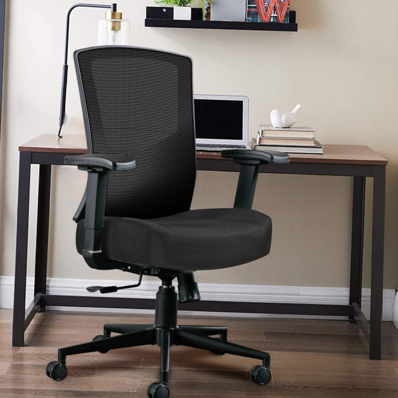 Heavy-Duty Ergonomic Office Chair - High Back Mesh Backrest with Adjustable Height, 2D Lumbar Support & 105° Recline, Swivel Computer Desk Chair, for Home Office, Call Center, Gaming - Supports Up to 200kg/440lbs, Sturdy Whe