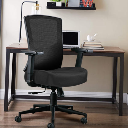 Heavy-Duty Ergonomic Office Chair - High Back Mesh Backrest with Adjustable Height, 2D Lumbar Support & 105° Recline, Swivel Computer Desk Chair, for Home Office, Call Center, Gaming - Supports Up to 200kg/440lbs, Sturdy Whe