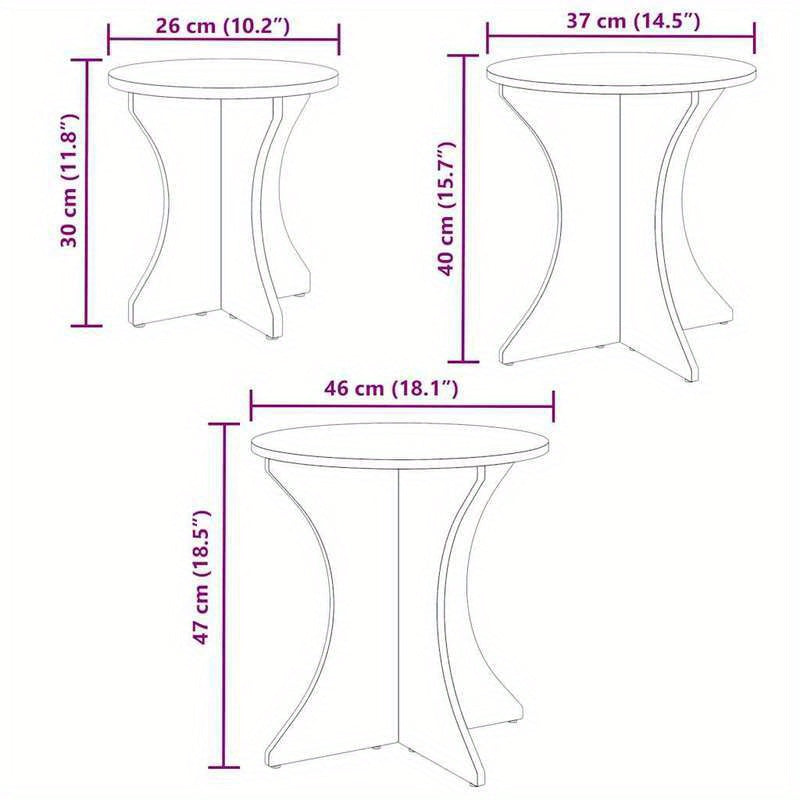 Coffee Table 3pcs Natuurlijk 46 X 46 X 47 Cm Solid Pine Wood Practical, Removable, Suitable for All Seasons