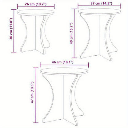 Coffee Table 3pcs Natuurlijk 46 X 46 X 47 Cm Solid Pine Wood Practical, Removable, Suitable for All Seasons