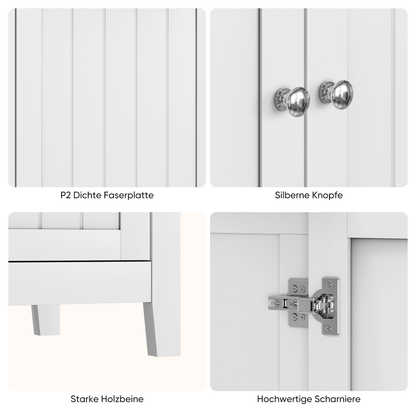 Dressoir – Opbergkast – Ladekast – Kast – Tv-meubel – Wit – Vloerstaand – Verstelbare Planken – Dubbele Deuren