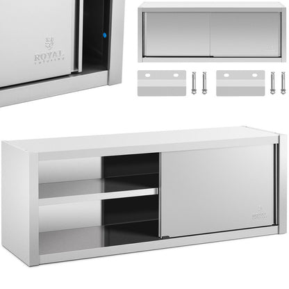 Keukenwandkast – Wandkast – Opbergkast – Keukenkast – Wandmontagekast – Roestvrij Staal – Schuifdeuren – 160x45x60 cm – 60 kg Draagkracht