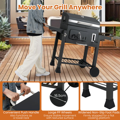 Houtskoolbarbecue – Kolengril – BBQ Grill – Smoker – Barbecue – 1395 cm² Kookoppervlak – 2 Opvouwbare Zijtafels