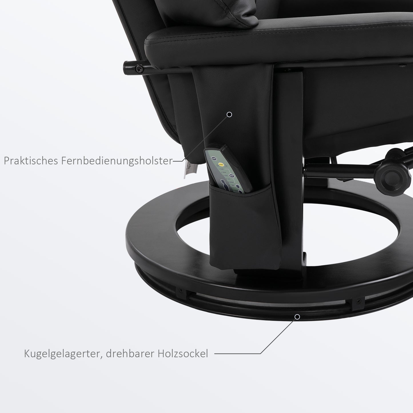 Elektrische Relaxfauteuil – Relaxstoel – Massagestoel – Verstelbare Fauteuil – Luisterstoel – Zwart Kunstleer – Massagefunctie en Elektrische Verstelbare Voetensteun