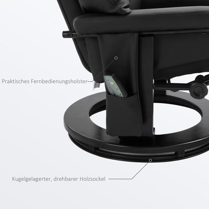 Elektrische Relaxfauteuil – Relaxstoel – Massagestoel – Verstelbare Fauteuil – Luisterstoel – Zwart Kunstleer – Massagefunctie en Elektrische Verstelbare Voetensteun