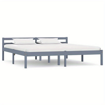 Bedframe – Massief Houten Bed – Houten Ledikant – Kiep Bed – Slaapkamer Bed – Grijs Kieferhout – 160x200 cm – Duurzaam Massief Hout