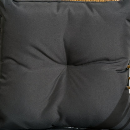 Loungeset – Rotan Loungeset – 3-delige Zithoek – Tuinset – Balkonset – Zandkleur Met Donkergrijze Kussens – Weerbestendig Metalen Frame – Comfortabele Zitkussens
