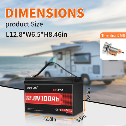 12V 100Ah LiFePO4 Accu – Lithium Accu – Deep Cycle Batterij – Energieopslag Batterij – Camper Accu – Ingebouwd BMS – Lichtgewicht & Lange Levensduur