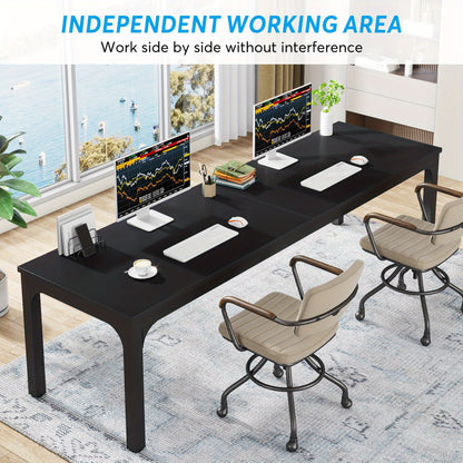 Bureau – Bureautafel – Computertafel – Werkplek – Dubbel Bureau – Extra Lang 199,9 cm – Water- En Krasbestendig Blad – Verstelbare Voetjes