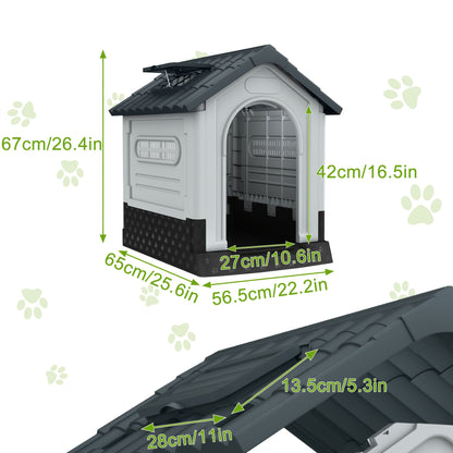 Hondenhuis – Hondenkennel – Hondenhok – Huisdierhuisje – Dierverblijf – Verkrijgbaar in S M L – Weerbestendig Kunststof Dak – Geschikt Voor Binnen en Buiten