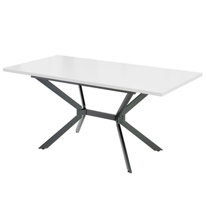 Uitklapbare Eettafel – Uitschuifbare Tafel – Verlengbare Eettafel – Klaptafel – Keukentafel – Mat Wit MDF – Zwarte Metalen Poten – 120-160x80 cm – Geschikt Voor 4-6 Personen