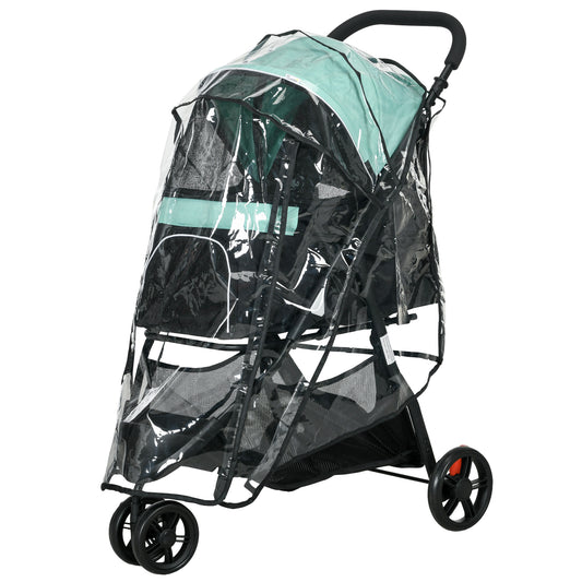Hondenbuggy – Hondenwagen – Hondenkar – Wandelwagen – Inklapbare Buggy – Weerbestendige Regenkap – Twee Cupholders – Groen