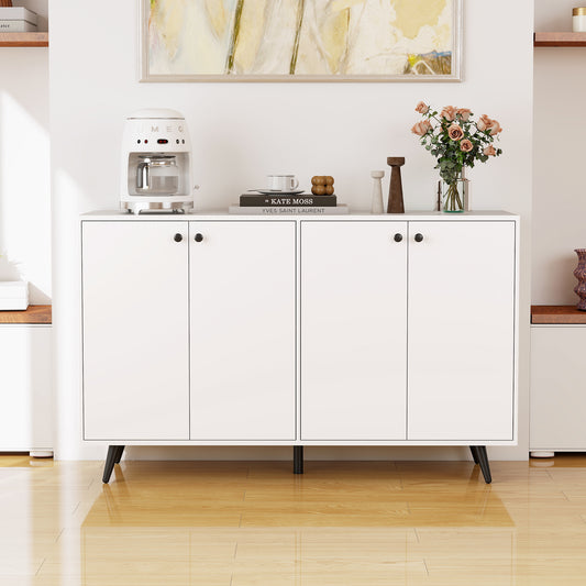Scandinavisch Buffet – Dressoir – Opbergkast – Kastje – Sideboard – Wit – Ruim Bovenblad – 2 Verstelbare Planken