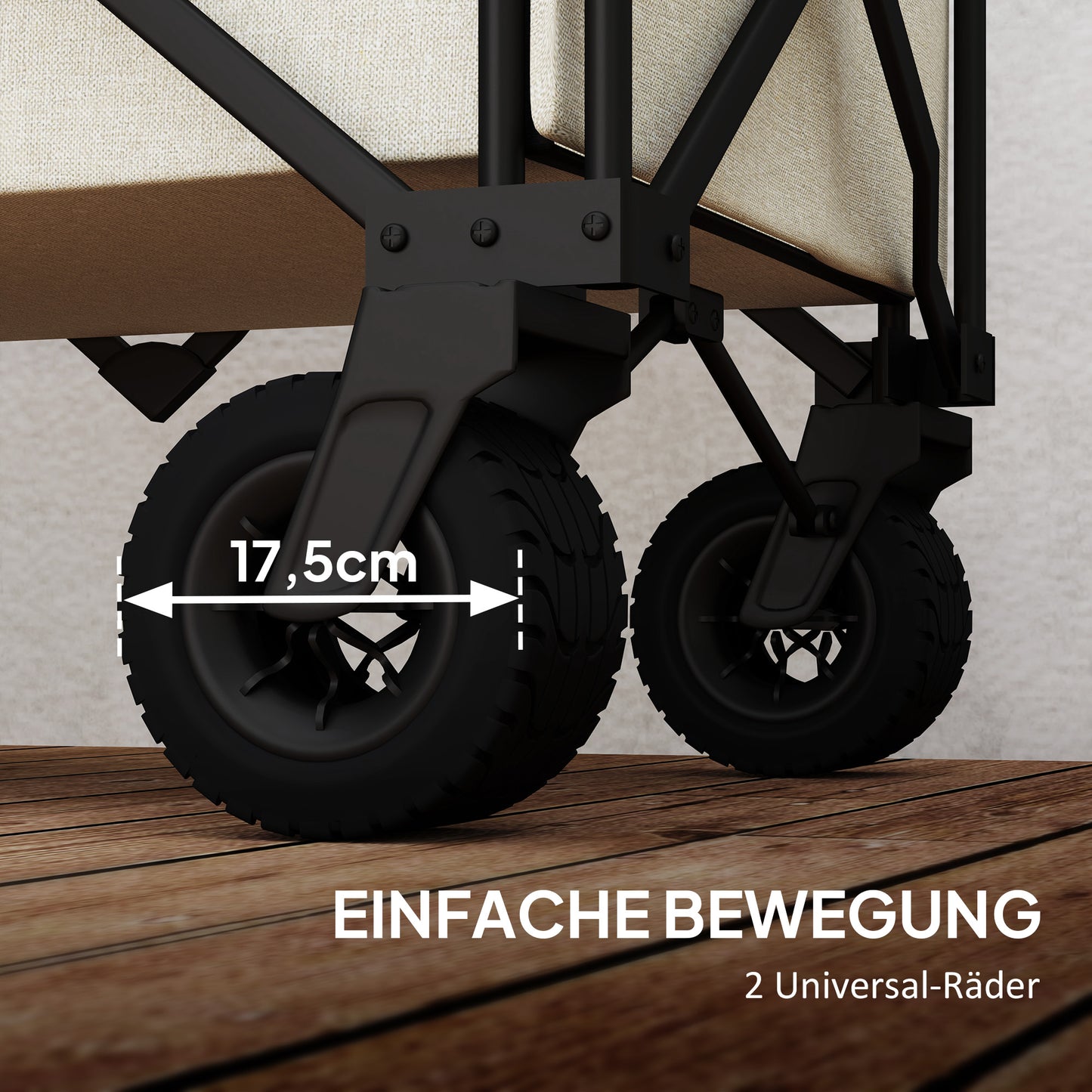 Opvouwbare Tuinkar – Tuinwagen – Kruiwagen – Transportkar – Karretje – Beige – Draagvermogen 100 kg – Afneembare Waterafstotende Tarp