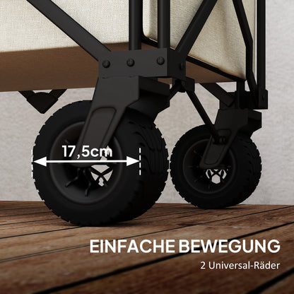 Opvouwbare Tuinkar – Bolderkar – Buitenwagen – Transportkar – Opbergwagen – Beige – 100 kg Draagvermogen – Waterafstotend Oxford Stof