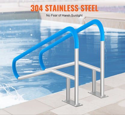 Zwembadtrap – Zwembadbeugel – Zwembadhandgrepen – Zwembadleuning – Zwembadrail – RVS 304 Roestvrij Staal – Set Van 2 Stuks 55x32 Inch