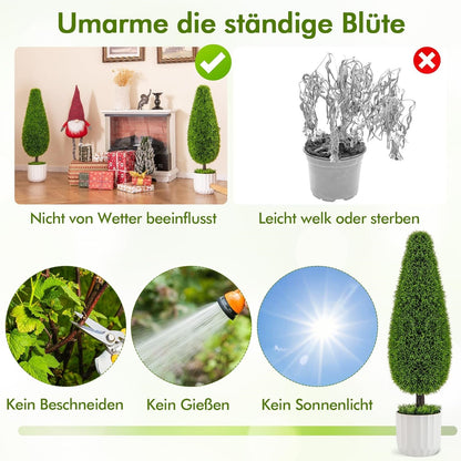 Kunstcipres – Kunstboom – Kunstplant – Sierplant – Kamerplant – Set Van 2 – 90 cm Hoog – Zonbestendig PE Materiaal
