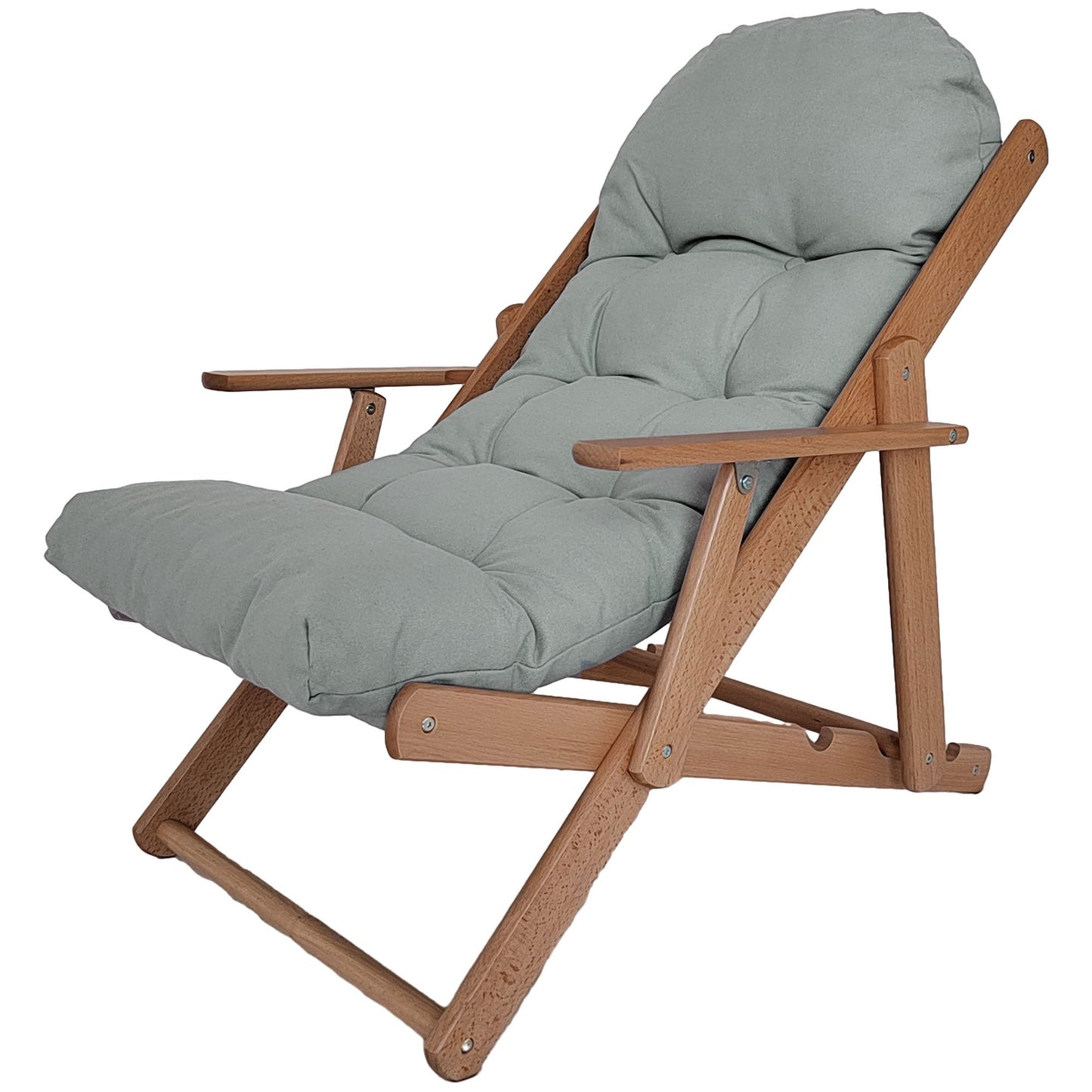 Loungestoel – Relaxstoel – Verstelbare Stoel – Klapstoel – Houten Stoel – Comfortabel Zitkussen – Massief Beukenhout
