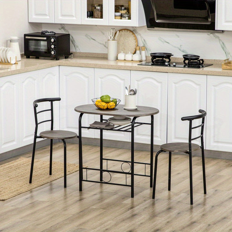 Bistroset – Tuinset – Balkonset – Eettafelset – Stoelenset – Zwart – Compact Ontwerp – MDF Tafel Met Metalen Frame