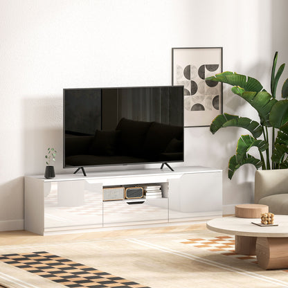 Tv Meubel – Tv Kast – Tv Lowboard – Tv Dressoir – Hoogglans Wit – Geschikt Voor Tv Tot 65 Inch – 3 Compartimenten Met Lade – 160x38x43 cm