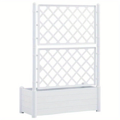 Easy to assemble modern and simple Planter with trellis 100x43x142cm White backyard high-quality flower box kit
