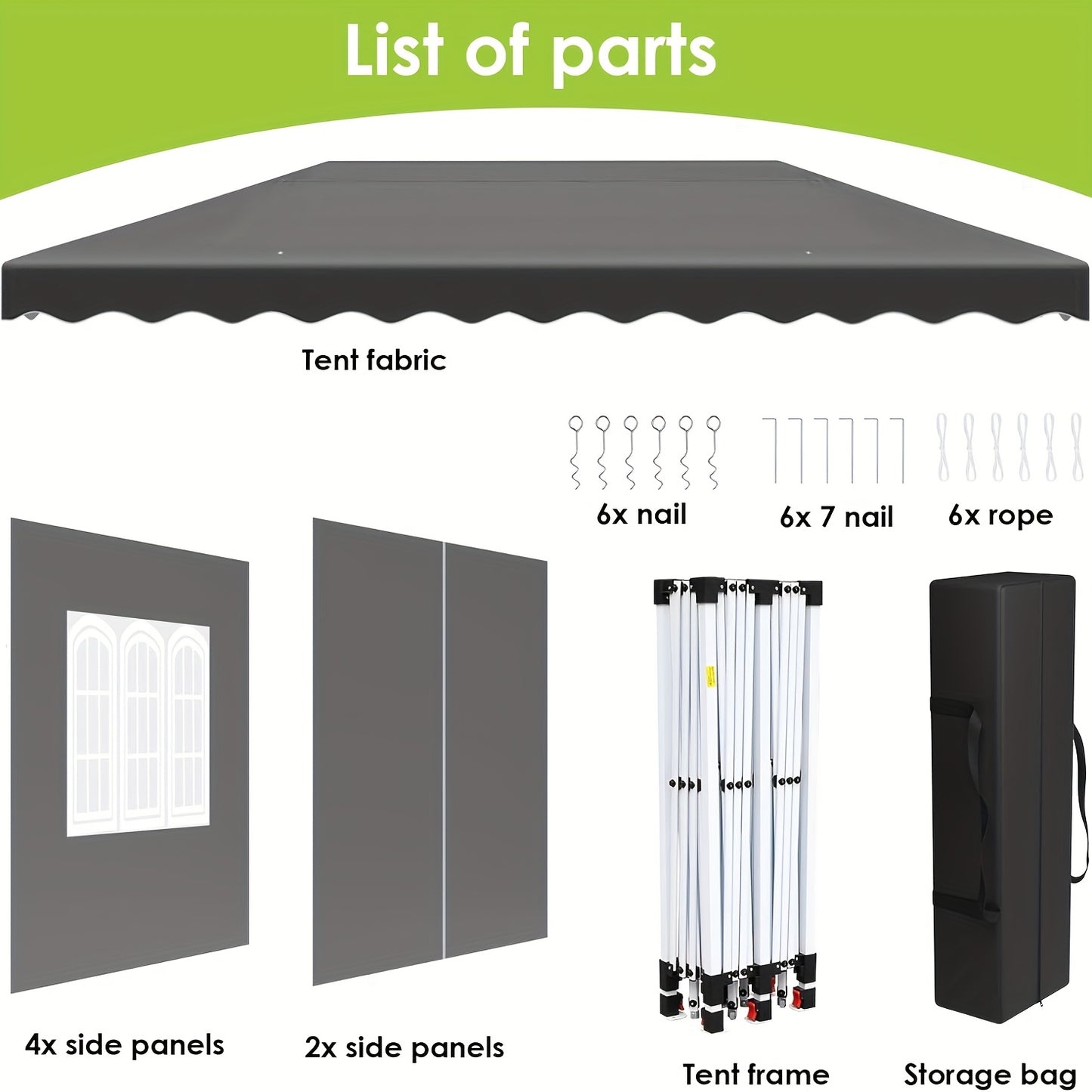 Pop Up Gazebo – Vouwtent – Partytent – Markt Tent – Tuinpaviljoen – Grijs – 3x6 Meter – 420D Oxford Met UPF50+ UV-Bescherming