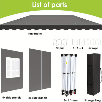 Pop Up Gazebo – Vouwtent – Partytent – Markt Tent – Tuinpaviljoen – Grijs – 3x6 Meter – 420D Oxford Met UPF50+ UV-Bescherming