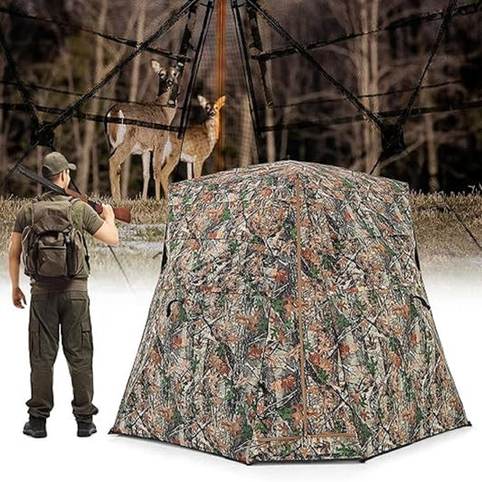 Camouflage Jachtschuilhut – Jacht Tent – Verstopplek – Observatie Tent – Schuilhut – Eénrichtingszicht – 360° Ronde Zicht – Lichtgewicht & Waterafstotend