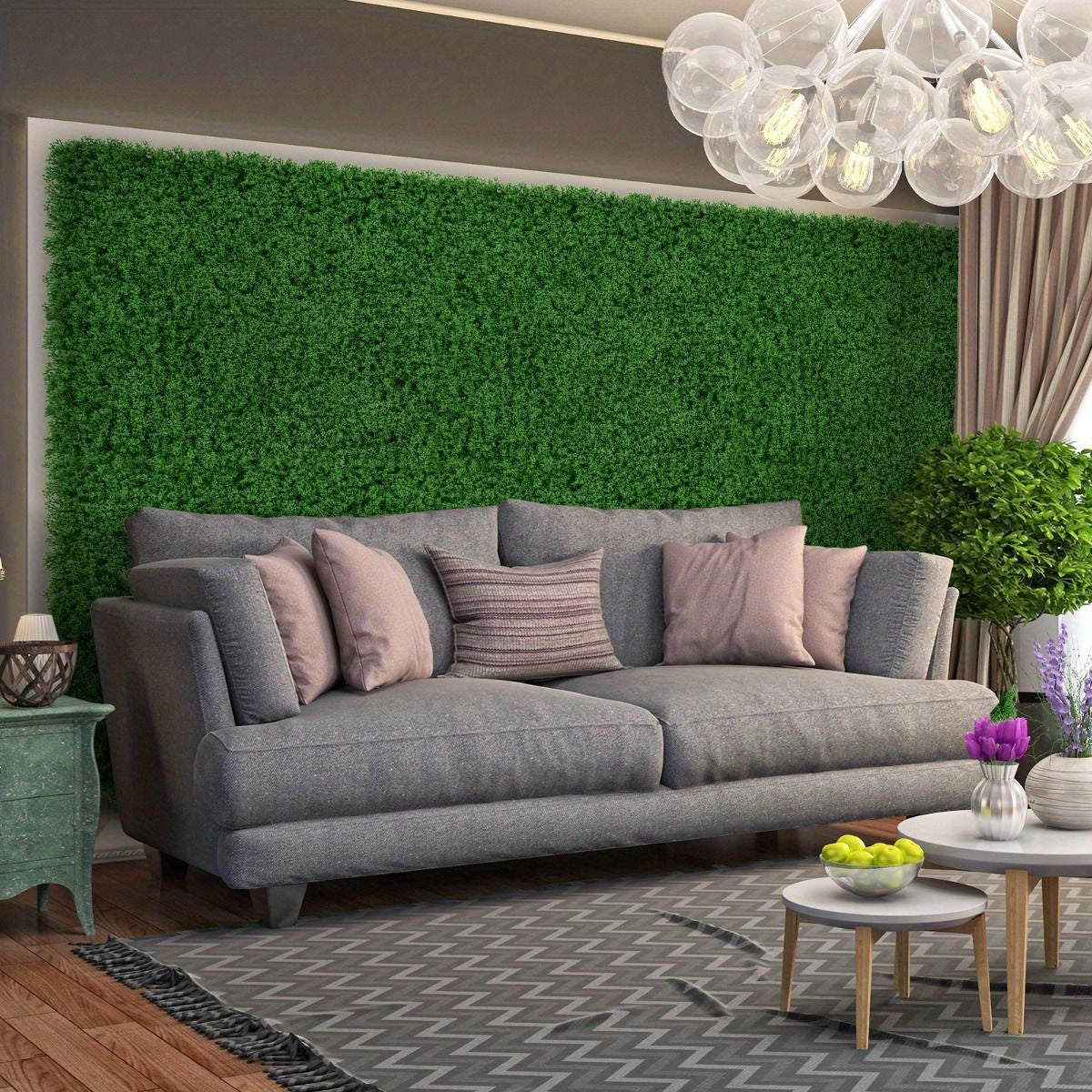 12pcs Artificial Moss Wall Panels, 50.5 x 50.5cm, Interlocking Privacy Hedge for Garden, Patio, Balcony & Home Decor – Lush Dark Green PE Material, Sun-Resistant & Easy to Install, Privacy Panels for Outside Patio