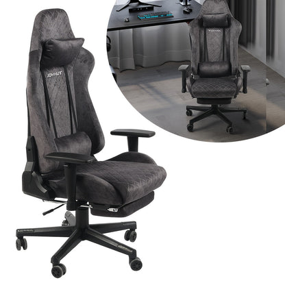 Gamingstoel – Gamestoel – Gaming Chair – Bureaustoel – Game Stoel – Ergonomisch Design – Verstelbare Hoogte 8 cm – Met Voetensteun – Vintage Flanellen Bekleding
