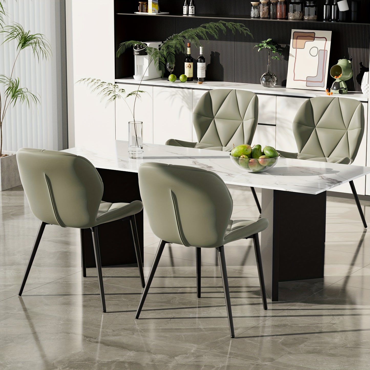 Eetkamerstoelen – Stoelen – Kuipstoelen – Barkrukken – Designstoelen – Set van 2 Mid-Century – Boucle Bekleding – Metalen Frame
