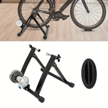 Indoor Bicycle Trainer With Advanced Steel Sports Stationary Bicycle Stand, Equipped With Noise Reducing Wheels, Suitable For 66.04-73.66 cm And 700C Wheels, Suitable For Indoor Riding, Black 55.12 X 48.01 X 40.13cm