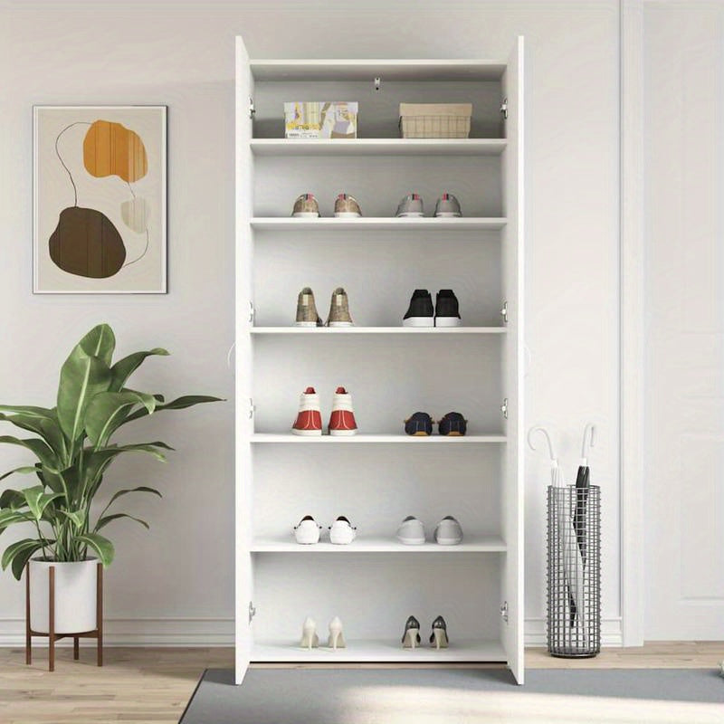 Schoenenkastje – Schoenenrek – Schoenenopberger – Schoenenmeubel – Schoenenkast Wit – Duurzaam Hardhout – Smal & Hoog Ontwerp 80x35,5x180 cm