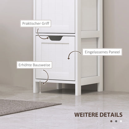 Badkamerkast – Badkamermeubel – Opbergkast – Kolomkast – Wastafelonderkast – Waterbestendig Materiaal – 2 Planken & 3 Lades – Wit