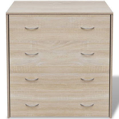 Dressoir – Sideboard – Ladekast – Opbergkast – Kast – 4 Lades – Compact 60x30,5x71 cm – Eiken Kleur Met Hoekplanken
