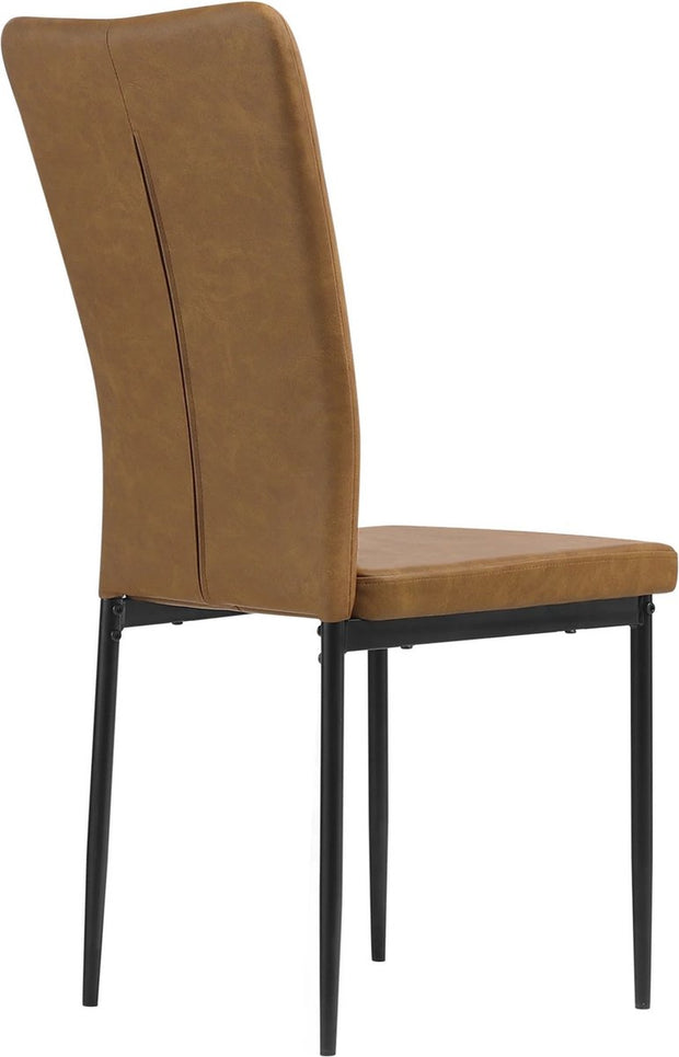 Chairs - Set Of 4 - Dining Room Chairs - Brown - Faux Leather - Dining Room - Upholstered - 94.5x41x43 Cm - Modern
