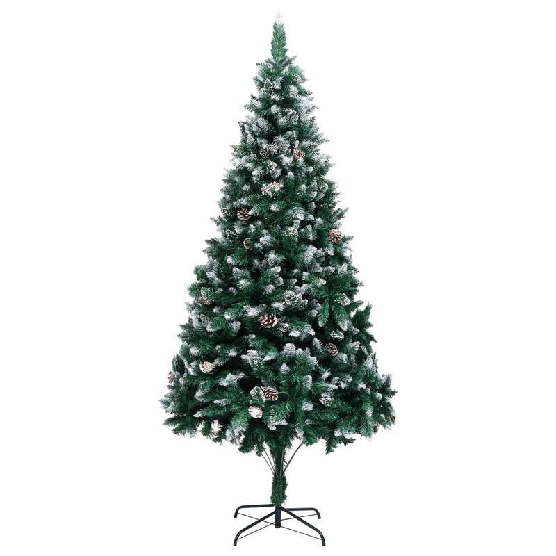 210cm Large Artificial Christmas Tree with Pine Cones & White Snow Cover - Self-Standing Floor Decoration with Sturdy Base, No Needed, Realistic Evergreen Needles for Home, Hotel Lobby, Restaurant, Office Holiday Decor - Easy