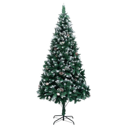 210cm Large Artificial Christmas Tree with Pine Cones & White Snow Cover - Self-Standing Floor Decoration with Sturdy Base, No Needed, Realistic Evergreen Needles for Home, Hotel Lobby, Restaurant, Office Holiday Decor - Easy